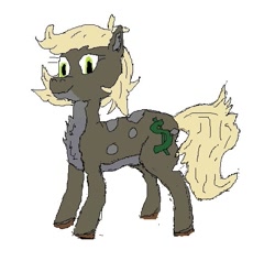 Size: 539x533 | Tagged: safe, artist:thetzar, derpibooru import, oc, oc only, oc:sanddollar, pony, brown coat, crappy art, critique requested, female, full body, simple background, solo, white background, yellow mane