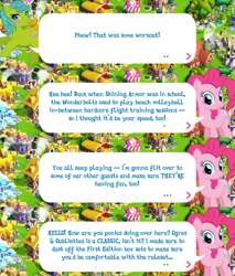 Size: 2048x2401 | Tagged: safe, derpibooru import, idw, pinkie pie, tootsie, earth pony, pony, g1, g4, bow, dialogue, dialogue box, english, female, gameloft, idw showified, implied shining armor, mare, mobile game, my little pony: magic princess, official, speech bubble, tail, tail bow, text