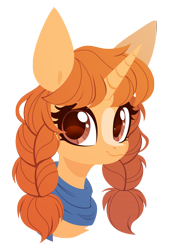 Size: 2630x3877 | Tagged: safe, artist:belka-sempai, derpibooru import, oc, oc only, pony, unicorn, braid, clothes, horn, scarf, simple background, solo, transparent background, unicorn oc