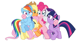 Size: 3004x1632 | Tagged: safe, artist:benpictures1, part of a set, applejack, fluttershy, pinkie pie, rainbow dash, rarity, twilight sparkle, twilight sparkle (alicorn), alicorn, earth pony, pegasus, unicorn, maud pie (episode), cute, dashabetes, diapinkes, jackabetes, mane six, raribetes, shyabetes, simple background, transparent background, twiabetes, vector