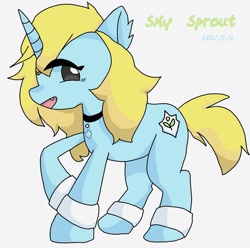 Size: 1315x1307 | Tagged: artist needed, source needed, safe, derpibooru import, oc, oc:sky sprout, pony, unicorn, 2021, simple background, solo