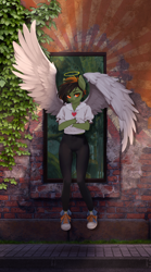 Size: 1496x2682 | Tagged: safe, artist:dogs, derpibooru exclusive, derpibooru import, oc, oc only, anthro, anthro oc, collage, crossed arms, floating, looking at you, photoshop, scenery, wings