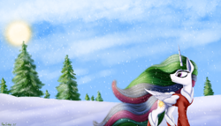 Size: 5442x3120 | Tagged: safe, artist:pony-stark, derpibooru import, princess celestia, alicorn, pony, christmas, holiday, solo