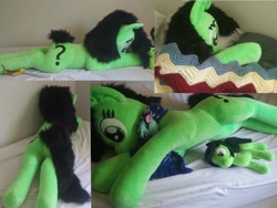 Size: 4000x3000 | Tagged: safe, artist:filly cheesesteak, oc, oc:anon filly, earth pony, pony, cute, female, filly, foal, irl, life size, lying down, photo, plushie, scarf, solo