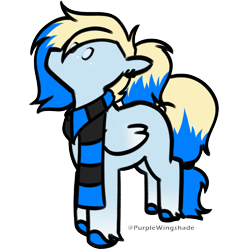 Size: 3000x3000 | Tagged: safe, artist:purple wingshade, derpibooru import, oc, oc only, oc:azure opus, pegasus, pony, blue coat, clothes, dyed mane, scarf, simple background, solo, striped scarf, transparent background, yellow mane