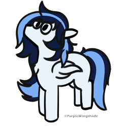 Size: 3000x3000 | Tagged: safe, artist:purple wingshade, derpibooru import, oc, oc only, oc:misty days, pegasus, pony, blue mane, cute, glasses, simple background, small, solo, transparent background, white coat