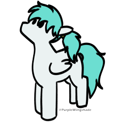 Size: 3000x3000 | Tagged: safe, artist:purple wingshade, derpibooru import, oc, oc only, oc:lucid mirage, pegasus, pony, blue mane, cute, ponytail, simple background, small, solo, transparent background, turquoise mane, white coat