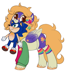 Size: 1210x1320 | Tagged: safe, artist:frowoppy, derpibooru import, oc, pegasus, pony, mouth hold, plushie, simple background, sonic the hedgehog, sonic the hedgehog (series), white background