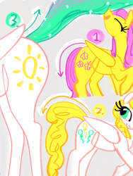 Size: 3000x4000 | Tagged: safe, artist:ja0822ck, derpibooru import, fluttershy, princess celestia, surprise, alicorn, pegasus, pony, g1, tail