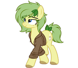 Size: 1500x1320 | Tagged: safe, artist:nana-yuka, derpibooru import, oc, oc only, oc:nettle vienna, earth pony, pony, clothes, female, jacket, simple background, solo, transparent background