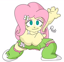 Size: 4096x4009 | Tagged: safe, artist:elrodi1998, derpibooru import, fluttershy, human, equestria girls, absurd resolution, female, looking at you, mega man (series), pose, signature, simple background, smiling, smiling at you, solo, style emulation, white background