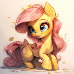 Size: 1024x1024 | Tagged: safe, ai content, derpibooru import, machine learning generated, fluttershy, pegasus, pony, anatomically incorrect, cute, shyabetes, solo, wrong cutie mark