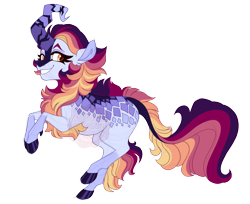 Size: 3800x3100 | Tagged: safe, artist:gigason, derpibooru import, oc, oc only, oc:wisteria, kirin, cloven hooves, colored hooves, ear fluff, ears, female, grin, kirin oc, leg fluff, leonine tail, mare, obtrusive watermark, orange eyes, scales, simple background, smiling, solo, tail, transparent background, watermark