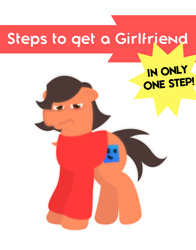 Size: 1570x2005 | Tagged: safe, artist:epsipeppower, derpibooru import, oc, oc only, oc:robertapuddin, comic:steps to getting a girlfriend, advertisement, cute, simple background, solo, transgender, white background