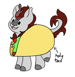 Size: 1768x1817 | Tagged: safe, artist:noxi1_48, derpibooru import, oc, oc only, kirin, daily dose of friends, simple background, solo, taco costume, transparent background