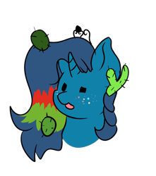 Size: 1500x1700 | Tagged: safe, artist:noxi1_48, derpibooru import, oc, pony, bust, cactus, daily dose of friends, freckles, simple background, solo, this ended in pain, transparent background