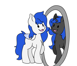 Size: 2225x1913 | Tagged: safe, artist:noxi1_48, derpibooru import, oc, oc only, changeling, pony, daily dose of friends, disguise, disguised changeling, mirror, simple background, solo, transparent background