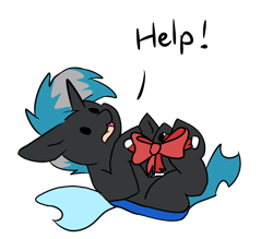 Size: 2128x1866 | Tagged: safe, artist:noxi1_48, derpibooru import, oc, oc only, changeling, bondage, daily dose of friends, ribbon, ribbon bondage, simple background, solo, transparent background