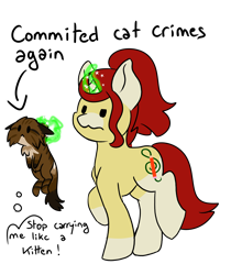 Size: 2076x2468 | Tagged: safe, artist:noxi1_48, derpibooru import, oc, oc:treble pen, cat, pony, daily dose of friends, duo, magic, scruff, simple background, telekinesis, transparent background, wet