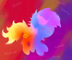 Size: 2163x1789 | Tagged: safe, artist:background basset, derpibooru import, lyra heartstrings, pony, unicorn, abstract background, depression, edgy, solo, wingding eyes, x eyes