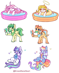 Size: 5000x6100 | Tagged: safe, artist:greenmaneheart, derpibooru import, oc, oc only, oc:angel light, oc:aperol orange, oc:aquatic paint, oc:basil sprout, oc:lady magnolia rose quartz, oc:starchaser, earth pony, pegasus, pony, unicorn, commission, simple background, transparent background, ych result