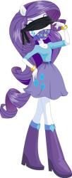 Size: 1602x3940 | Tagged: safe, artist:will290590, derpibooru import, edit, rarity, equestria girls, 1000 years in photoshop, blindfold, female, hand on hip, lipstick, looking at you, ponied up, simple background, solo, transparent background, uncanny valley, vector