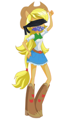 Size: 1958x3704 | Tagged: safe, artist:will290590, derpibooru import, edit, applejack, equestria girls, 1000 years in photoshop, blindfold, female, gag, hand on hip, high res, lipstick, looking at you, simple background, solo, transparent background, vector