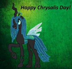 Size: 764x732 | Tagged: safe, artist:starryc94, derpibooru import, queen chrysalis, changeling, base used, female, green background, simple background, solo