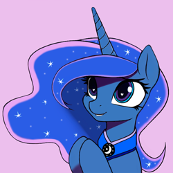 Size: 960x960 | Tagged: safe, artist:truedepressed, derpibooru import, princess luna, alicorn, pony, cute, heart, heart eyes, looking at you, pink background, simple background, smiling, smiling at you, solo, wingding eyes