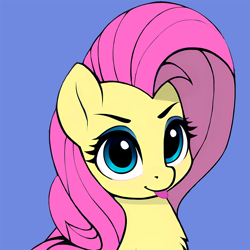 Size: 960x960 | Tagged: safe, artist:truedepressed, derpibooru import, fluttershy, pegasus, pony, :p, blue background, cute, looking at you, playful, simple background, smiling, smiling at you, solo, stupid sexy fluttershy, tongue, tongue out