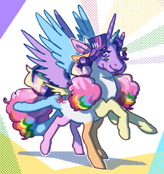 Size: 2048x2183 | Tagged: safe, artist:poniesart, derpibooru import, alicorn, pony, appleflaritwidashpie, eight legs, fusion, fusion:applejack, fusion:fluttershy, fusion:pinkie pie, fusion:rainbow dash, fusion:rarity, fusion:twilight sparkle, horn, multiple ears, multiple eyes, multiple horns, multiple mouths, multiple wings, not salmon, six ears, six eyes, six wings, solo, wat, what has science done, wings