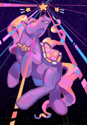 Size: 1280x1831 | Tagged: safe, artist:poniesart, derpibooru import, earth pony, pony, saddle, solo, stardazzle (g1), stars, tack