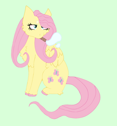Size: 696x749 | Tagged: safe, artist:hivecicle, derpibooru import, fluttershy, pegasus, pony, blue eyes, blunt, drugs, female, flutterhigh, green background, high, hooves, mare, marijuana, pink hair, red eyes, simple background, smoking, solo, yellow fur