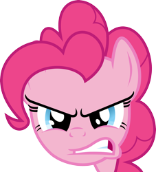 Size: 3500x3850 | Tagged: safe, artist:mio94, derpibooru import, part of a set, pinkie pie, pony, angry, bust, female, gritted teeth, mare, simple background, solo, teeth, transparent background, vector