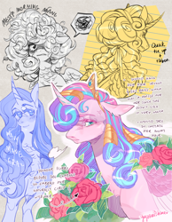 Size: 2100x2700 | Tagged: safe, artist:yuyusunshine, derpibooru import, princess flurry heart, alicorn, pony, alternate hairstyle, flower, older, rose