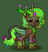 Size: 170x182 | Tagged: safe, derpibooru import, oc, oc only, oc:mossy leaves, original species, plant pony, pony, female, green background, mare, plant, pony town, simple background, solo, tree, tree pony