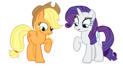 Size: 1366x762 | Tagged: safe, artist:benpictures1, part of a set, applejack, rarity, earth pony, pony, unicorn, magic duel, cute, duo, female, inkscape, jackabetes, mare, raribetes, rarijack, simple background, transparent background, vector