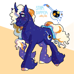 Size: 2000x2000 | Tagged: safe, artist:poniesart, derpibooru import, oc, oc only, oc:star dipper, pony, unicorn, bow, horn, pronouns, solo, tail, tail bow, unicorn beard, unicorn oc