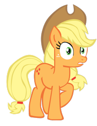 Size: 596x772 | Tagged: safe, artist:benpictures1, part of a set, applejack, earth pony, pony, magic duel, applejack's hat, clothes, cute, female, hat, inkscape, jackabetes, mare, simple background, solo, transparent background, vector