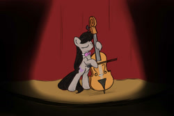 Size: 1500x1000 | Tagged: safe, artist:dshou, derpibooru import, octavia melody, earth pony, pony, cello, colored sketch, eyes closed, female, mare, musical instrument, sketch, smiling, solo, spotlight