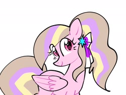 Size: 2048x1551 | Tagged: safe, artist:petaltwinkle, derpibooru import, oc, oc only, oc:petal twinkle, pegasus, pony, eye clipping through hair, female, looking at you, mare, simple background, smiling, smiling at you, solo, white background