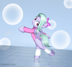 Size: 2800x2594 | Tagged: safe, artist:vinilyart, artist:vinilyart_d, derpibooru import, flitter, pegasus, pony, bipedal, bow, clothes, cute, eyebrows, female, flitterbetes, folded wings, frog (hoof), hair bow, head turn, high res, leg warmers, looking at you, mare, side view, smiling, smiling at you, solo, underhoof, wings