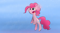 Size: 1960x1080 | Tagged: safe, artist:dshou, derpibooru import, pinkie pie, earth pony, pony, :d, ear flick, female, flying, mare, open mouth, open smile, smiling, solo