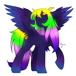 Size: 2480x2480 | Tagged: safe, artist:sinrinf, derpibooru import, oc, oc only, oc:avra, pegasus, pony, colored wings, gradient hooves, gradient mane, gradient tail, gradient wings, simple background, solo, spread wings, tail, transparent background, wings
