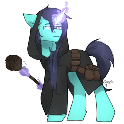 Size: 2480x2480 | Tagged: safe, artist:sinrinf, derpibooru import, oc, oc only, oc:rasurn zet, pony, unicorn, cape, clothes, glasses, glowing, glowing horn, horn, simple background, solo, transparent background