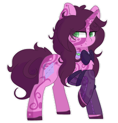 Size: 1280x1334 | Tagged: safe, artist:umbreow, derpibooru import, oc, oc only, oc:artsy flair, pony, unicorn, bowtie, clothes, female, mare, simple background, solo, stockings, thigh highs, transparent background