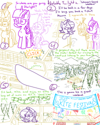 Size: 4779x6013 | Tagged: safe, artist:adorkabletwilightandfriends, derpibooru import, moondancer, spike, starlight glimmer, twilight sparkle, twilight sparkle (alicorn), alicorn, dragon, pony, comic:adorkable twilight and friends, eqg summertime shorts, equestria girls, good vibes, adorkable, adorkable twilight, automobile, banner, car, click, clothes, comic, concerned, cute, dork, driving, female, forest, glasses, kite, kite flying, male, mare, mood, mountain, music, music notes, nature, radio, relaxed, relaxed face, relaxing, road trip, scenery, sign, slice of life, smiling, sweater, that pony sure does love kites, vacation, volvo