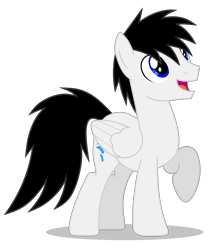 Size: 3933x4577 | Tagged: safe, artist:creedyboy124, derpibooru import, oc, oc only, oc:shane park, pegasus, pony, male, open mouth, simple background, smiling, solo, stallion, transparent background, vector