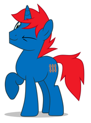 Size: 3137x4260 | Tagged: safe, artist:creedyboy124, derpibooru import, oc, oc only, oc:train track, pony, unicorn, looking at you, male, one eye closed, simple background, smiling, solo, stallion, transparent background, vector, wink, winking at you