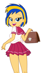 Size: 1212x1974 | Tagged: safe, artist:mlpfan3991, derpibooru import, oc, oc only, oc:flare spark, equestria girls, bag, clothes, female, holding, school uniform, simple background, solo, transparent background